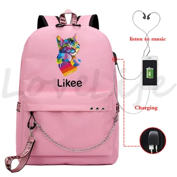 

LIKEE Video APP Backpack USB Charging Backpack LIKE Bag USB Design Backpack Knapsack Laptop Backpack School Bag College Backpack