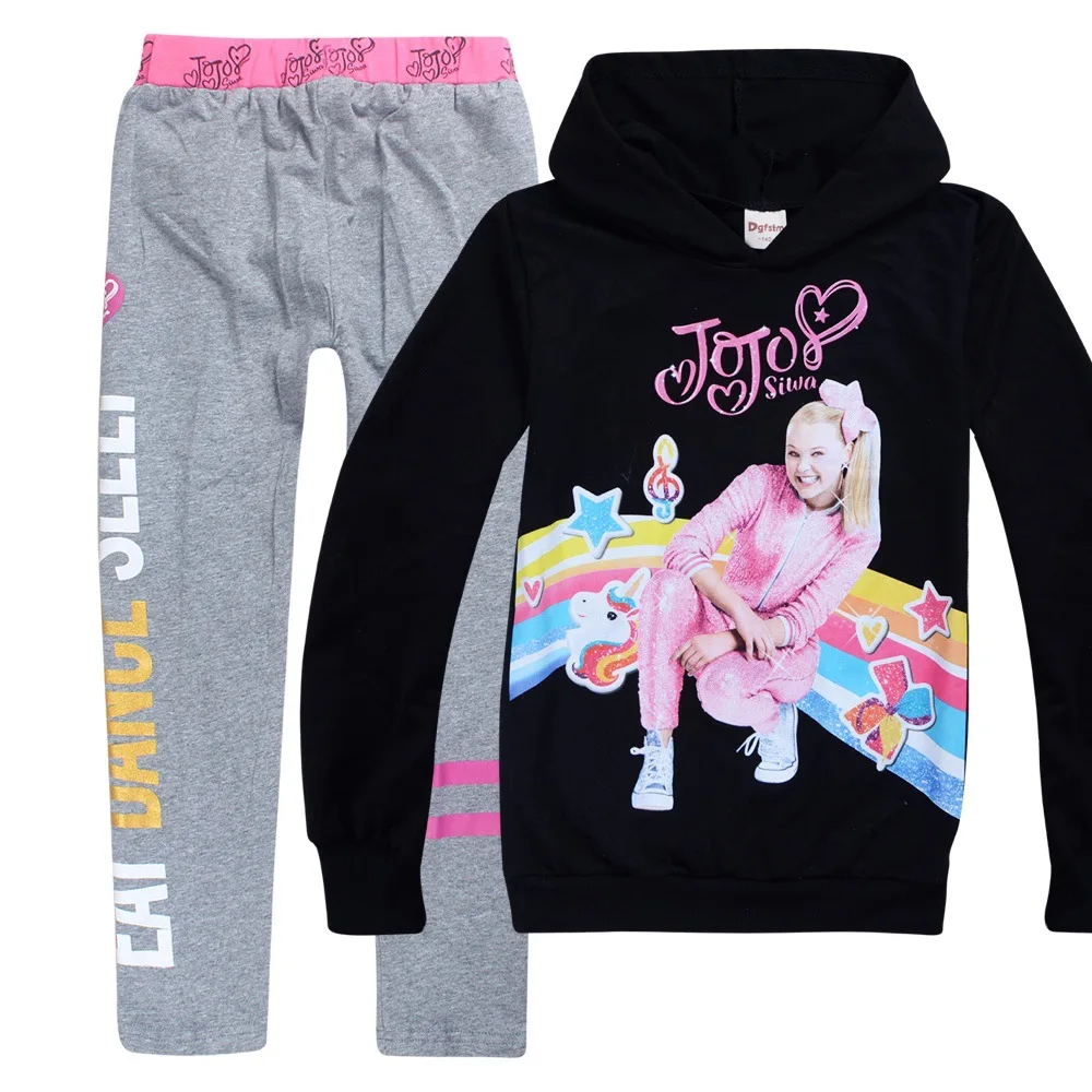 Новинка года; сезон весна-осень; JOJO Siwa; комплекты одежды для девочек; толстовка с капюшоном+ брюки; комплект одежды; детская спортивная одежда из хлопка