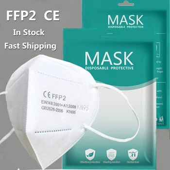 

[100PCS ] FFP2 Mask KN95 Face Covering PM2.5 Anti-fog Strong Protective Mouth Mask Respirator Reusable Filter Mask FFP2