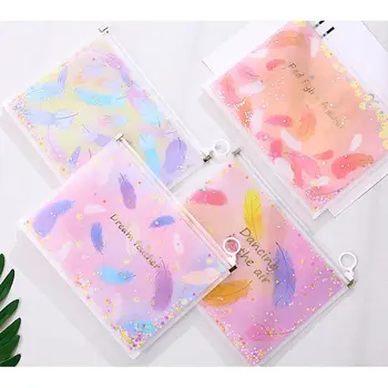 

Feather Quicksand Waterproof PVC File Bag Pencil Case Folder Envelopes Document Holder Storage School Supplies Random Delivery