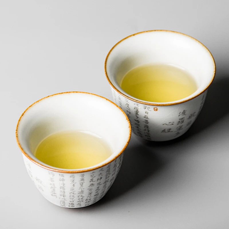 Prajna Paramita Heart Sutra Ceramic Opening Cups Tea Cup Set Teaware Bowl For Tea Ceremony Teacup