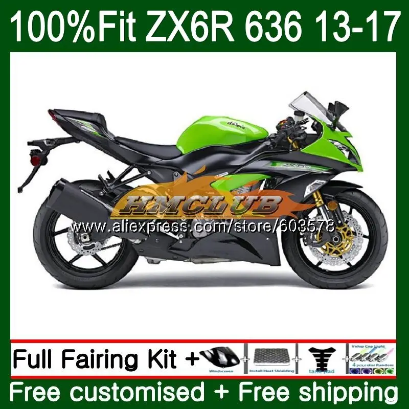 Инъекции для KAWASAKI NINJA ZX-636 ZX 6R 2013 30CL. 25 цвета: зеленый, черный ZX-6R ZX 636 600CC ZX6R 13, 14, 15, 16 лет обтекатель