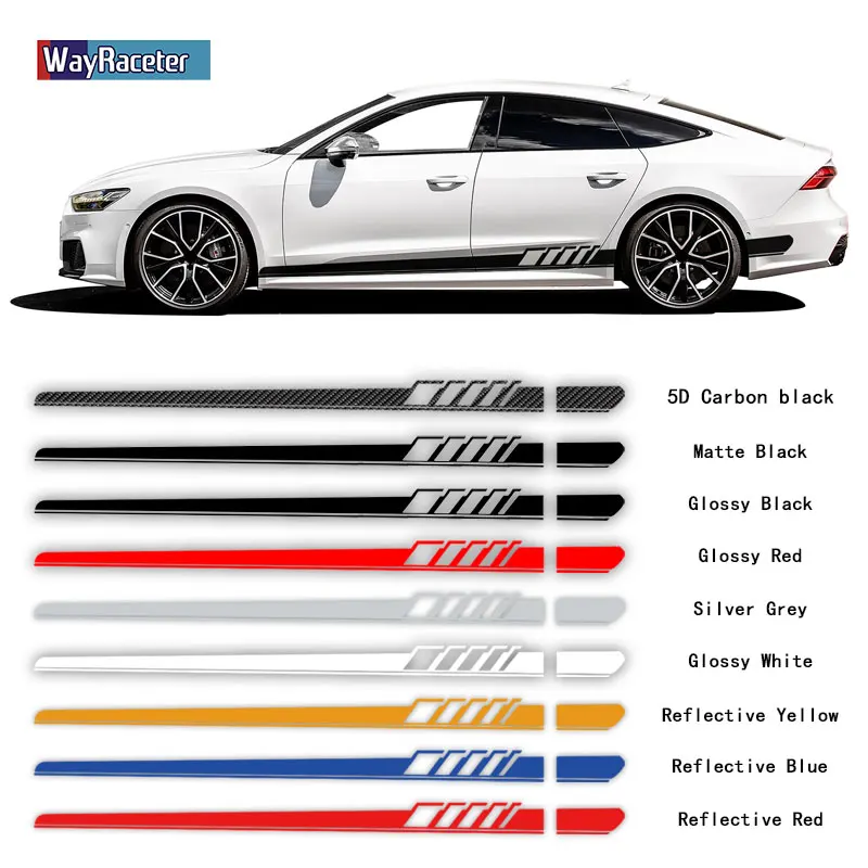 2 шт. наклейки для гонок спортивных автомобилей дверей боковых полос юбка