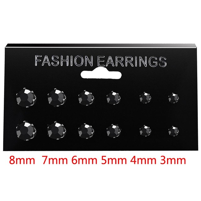 12 Pair/Pack White Shiny Wedding Stud Earrings Set For Women Men Crystal Jewelry Accessories Oorbellen Jewelry Earrings