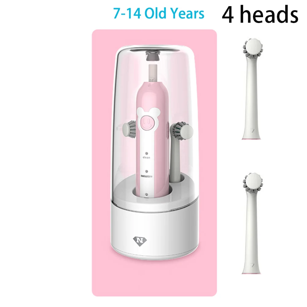 4pink 7-14 360 зубная щетка для детей 2-14 лет, автоматическая зубная щетка для детей, электрическая зубная щетка для отбеливания зубов, Глубокая чистка - Цвет: 4pink 7-14