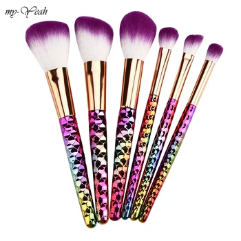 

6 Styles Rainbow Handle Foundation Makeup Brushes Powder Stirring Mixing Face Eyeshadow Contour Coating Cosmetic Brush