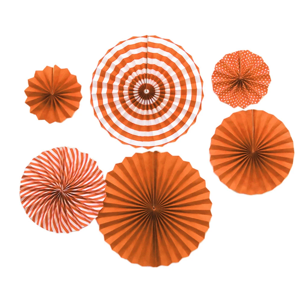 6Pcs Folding Paper Fan Round Decorative Fans DIY Crafts Decorative Fans Glass Window Wall decor Wedding Birthday Party Decors