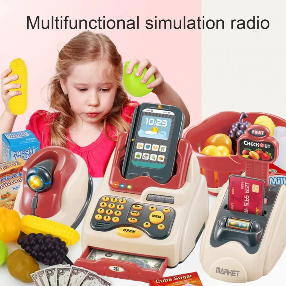 36Pcs Market Shopping Cash Register Credit Card Machine Coin Cash Model Children Pretend Play Educational Early Learning Toy