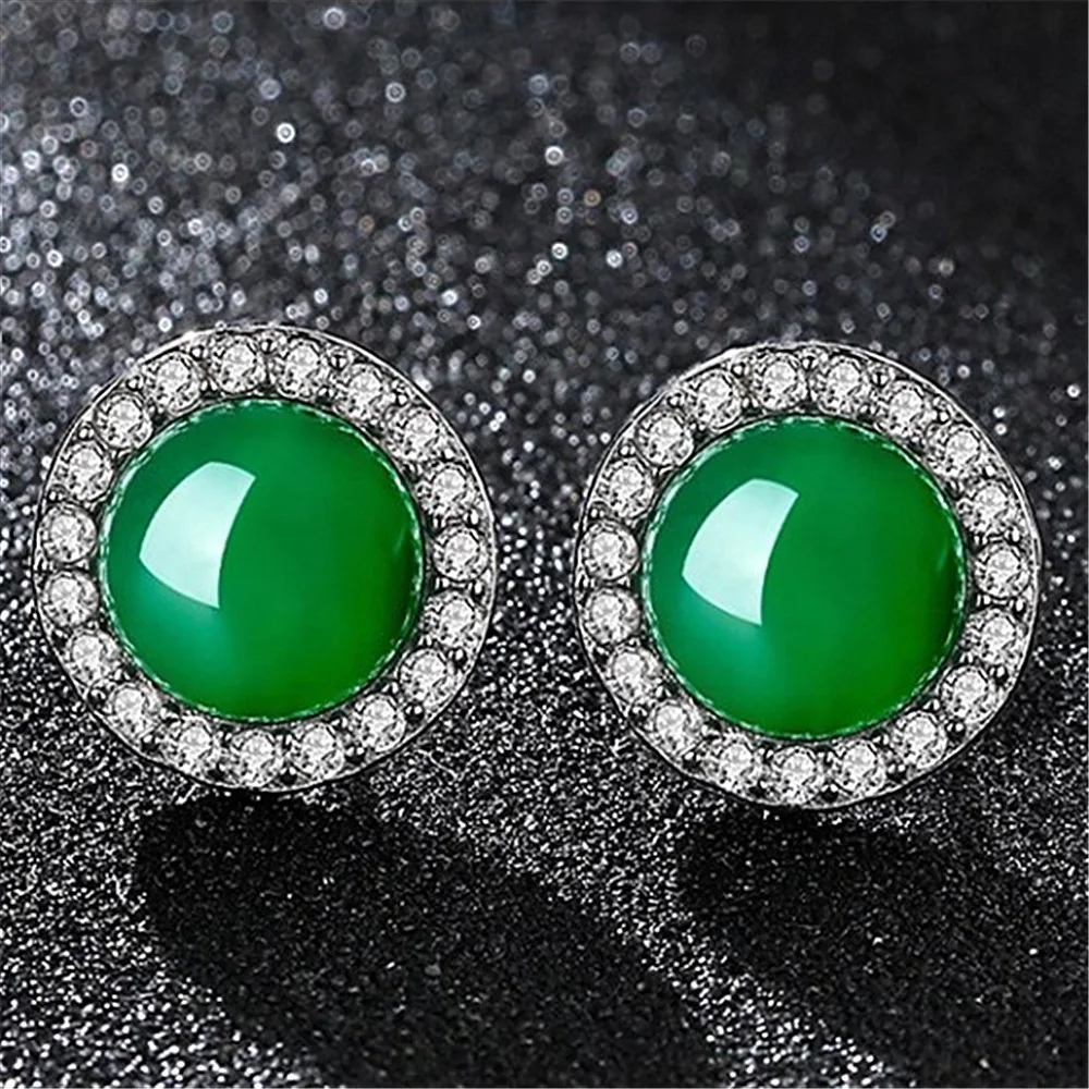 

European and American Fashion Green Colour Agate Earrings for Women