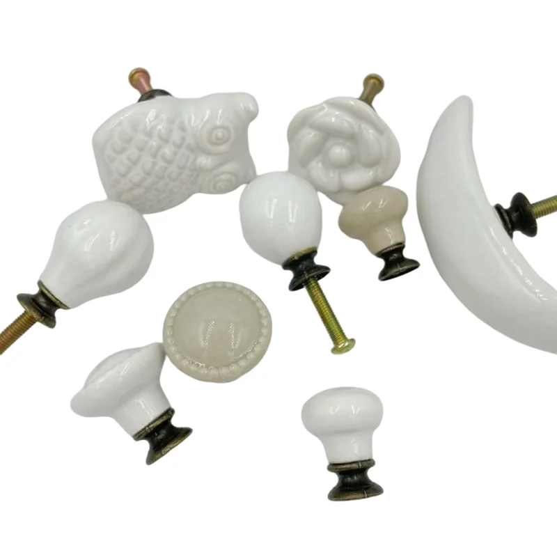 1x White /Grey Ceramic Kitchen Cabinet Knobs Kids Wardrobe Handles Furniture Bedroom Dresser Drawers Pulls Simple accessories |