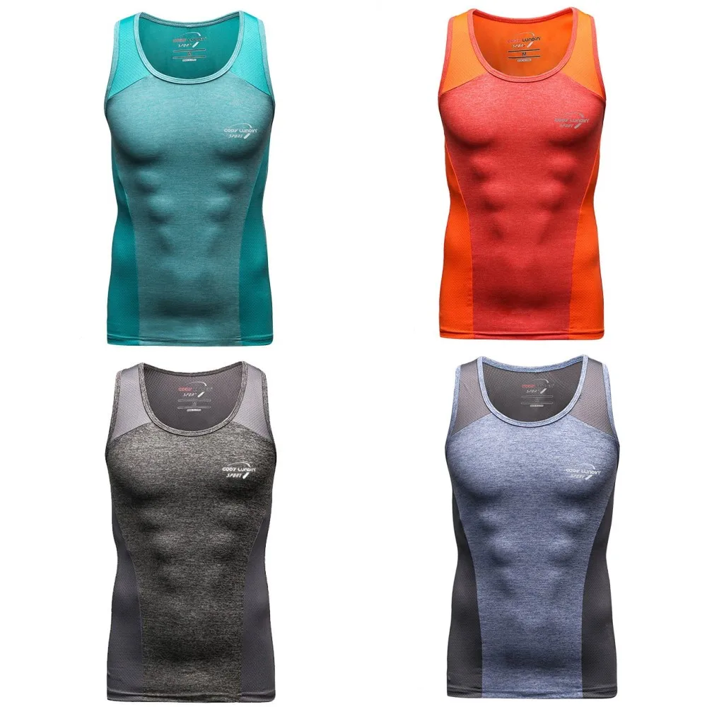 

Mens Bodybuilding Workout Tank Top Sport Sleeveless Compression Shirt Quick Dry Fit Fitness Gym Stringer Singlets Running Vest