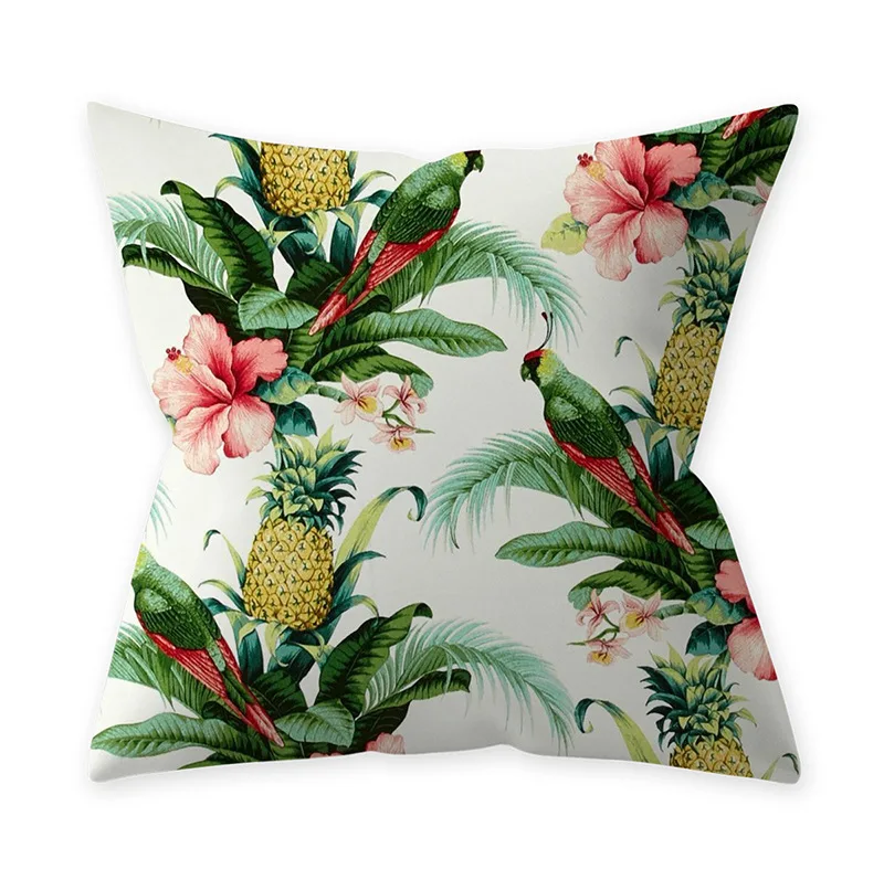 Decoration Print Leaf Green Plant Throw Pillow for Sofa Home Decorative Pillowcase