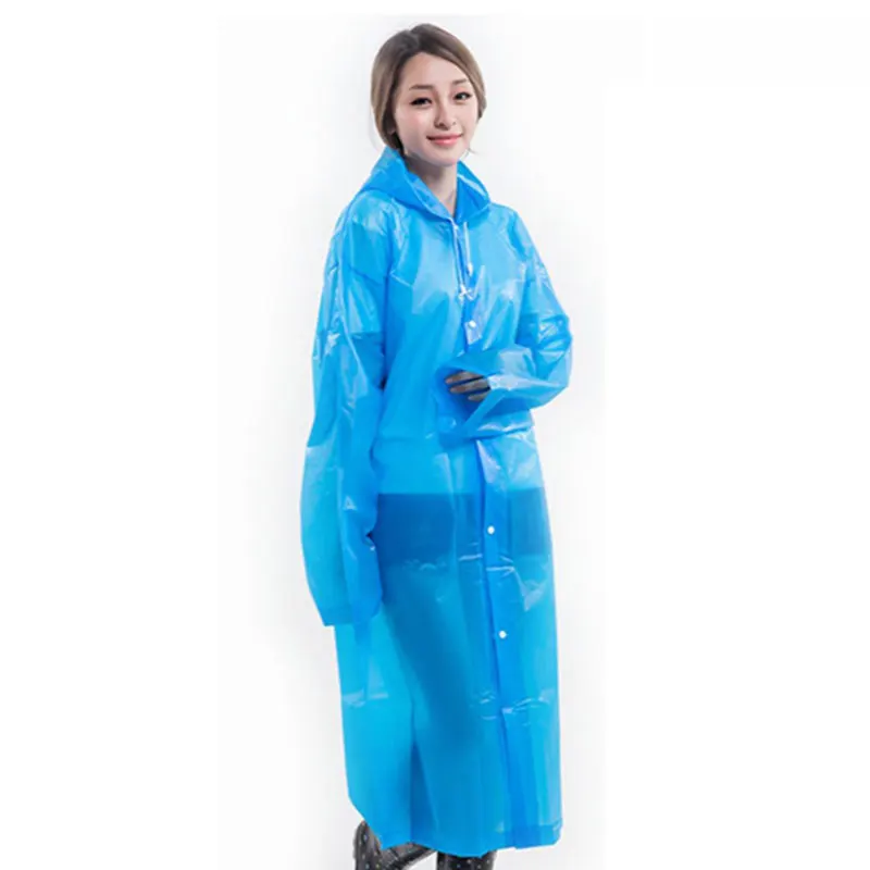 Синий Fashion Women EVA Transparent Raincoat Poncho Portable Environmental Light Raincoat Long Use Rain Coat DEC889 - Цвет: Синий