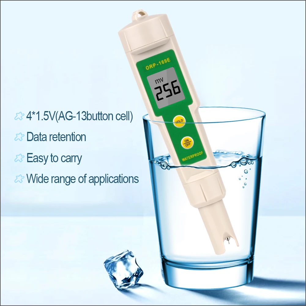 digital, à prova d'água, portátil, orp redox 169e 0 ~ + -1999mv