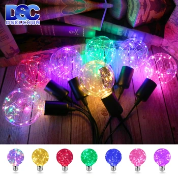 

LED Edison String Light Bulb E27 110V 220V G95 Copper Wire Bulb RGB White Yellow Pink Purple Home Decor Holiday Night Light Lamp
