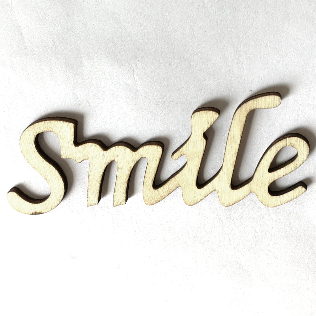 

1 Piece DIY Accessory Wooden Home Wall Stickers Smile Wooden English Letter Handmade Decorative Letters Numbers