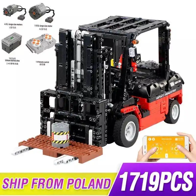 

Motor Power Custom Forklift Mk II Buildling Blocks Set Compatible Technic MOC-3681 Gabelstapler Bricks Set for Children