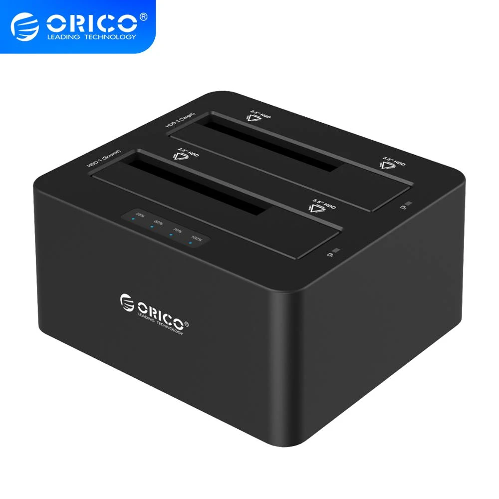 ORICO 6629US3-C 2 Bay SATA to USB3.0 External Hard Drive Docking Station for 2.5/3.5HDD with Duplicator/Clone Function-Black internal hard disk case to make external