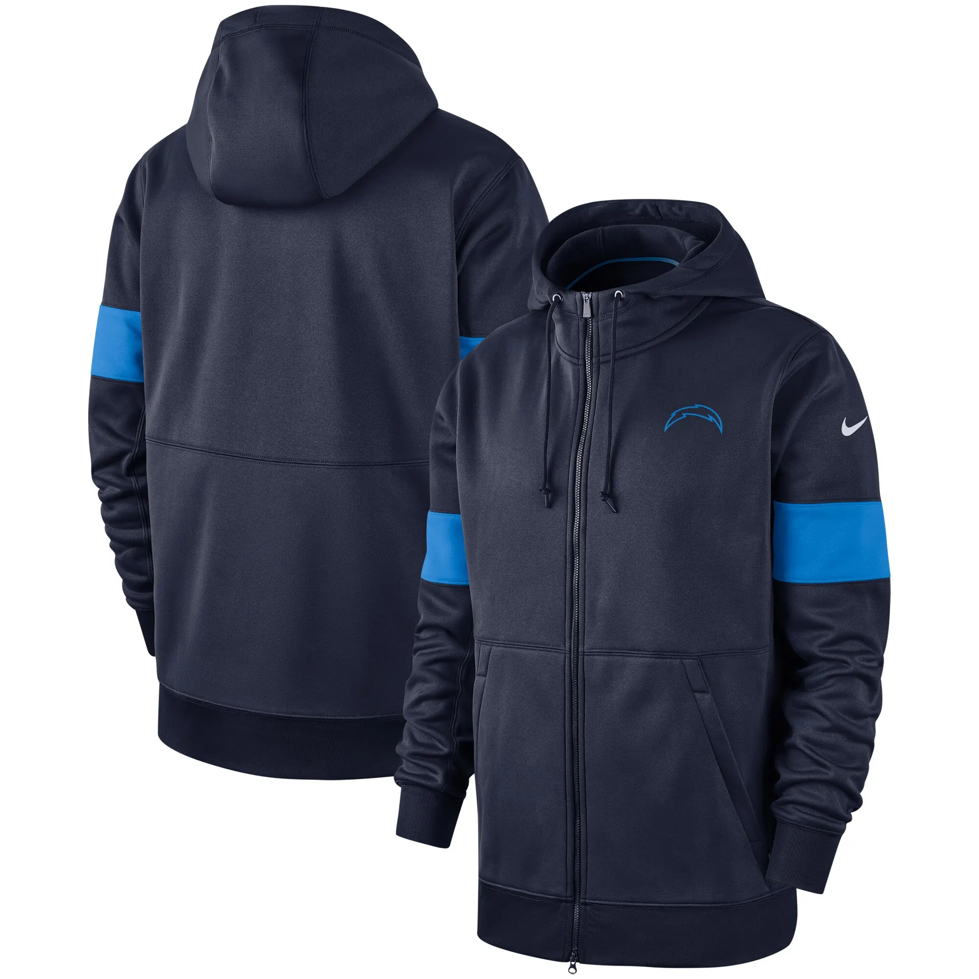 Los Angeles Chargers куртки для мужчин Sideline производительность Full-Zip Hoodie Navy