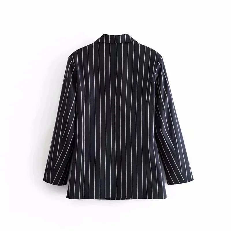 New Products INS Europe And America WOMEN'S Dress Blogger Celebrity Style Contrast Color Stripes British-Style Suit Jacket