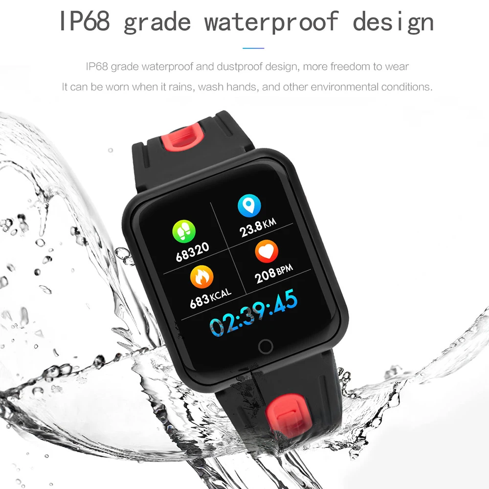 P68 smart watch men Women heart rate monitor blood pressure smart band IP68 Waterproof smart health bracelet wristband watches