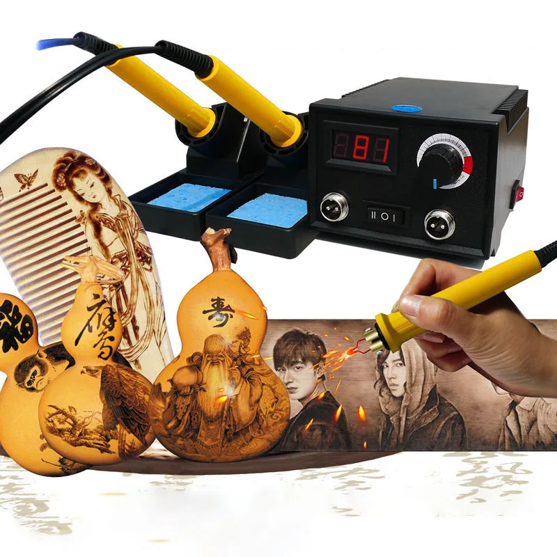 60W Digital Display Wood Burning Soldering Irons Crafts Tools Pyrography Pen Machine Kit Set With Combustion Head | Инструменты