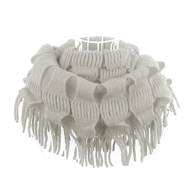 Light Gray Недавно новые модные женские туфли на высоком каблуке зимняя теплая Вязанная одежда, многослойное, украшенные бахромой и кисточками; шеи Круг шарф шаль поводка шарф-хомут DOD886 - Цвет: Light Gray