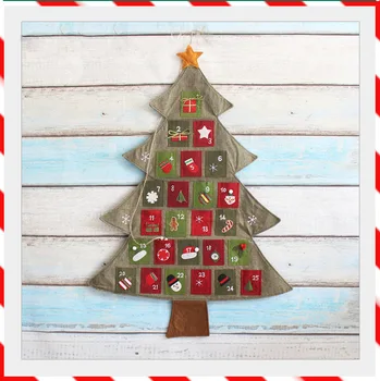 

Christmas Countdown Burlap Xmas Tree Hanging Felt Ornaments New Year Gifts Hotel Home Pendant Decorations