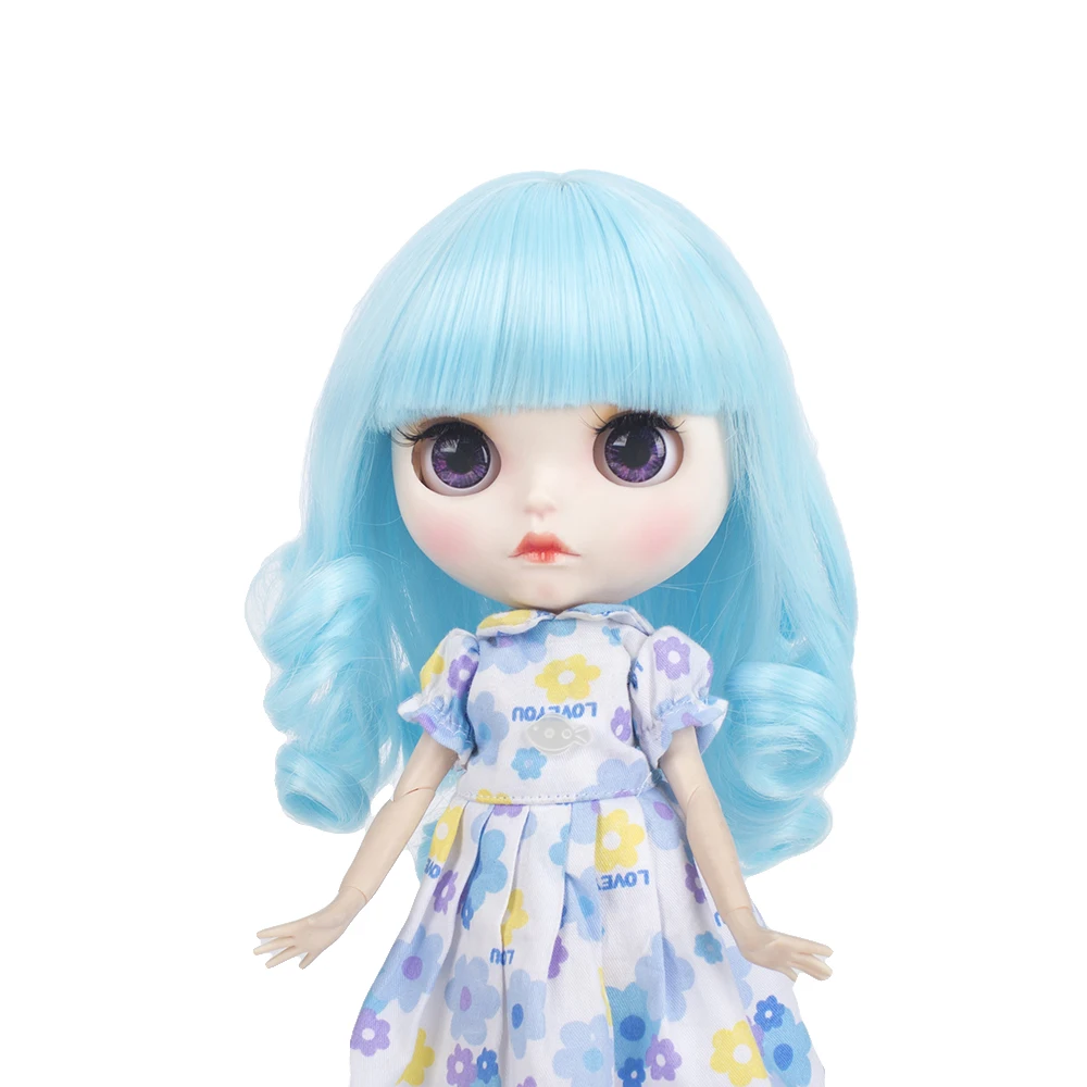 

High temperature Blyth doll wigs fiber Air bangs Short Blue hair suitable for Blyth doll accessories doll wigs 25cm 9-10 inch