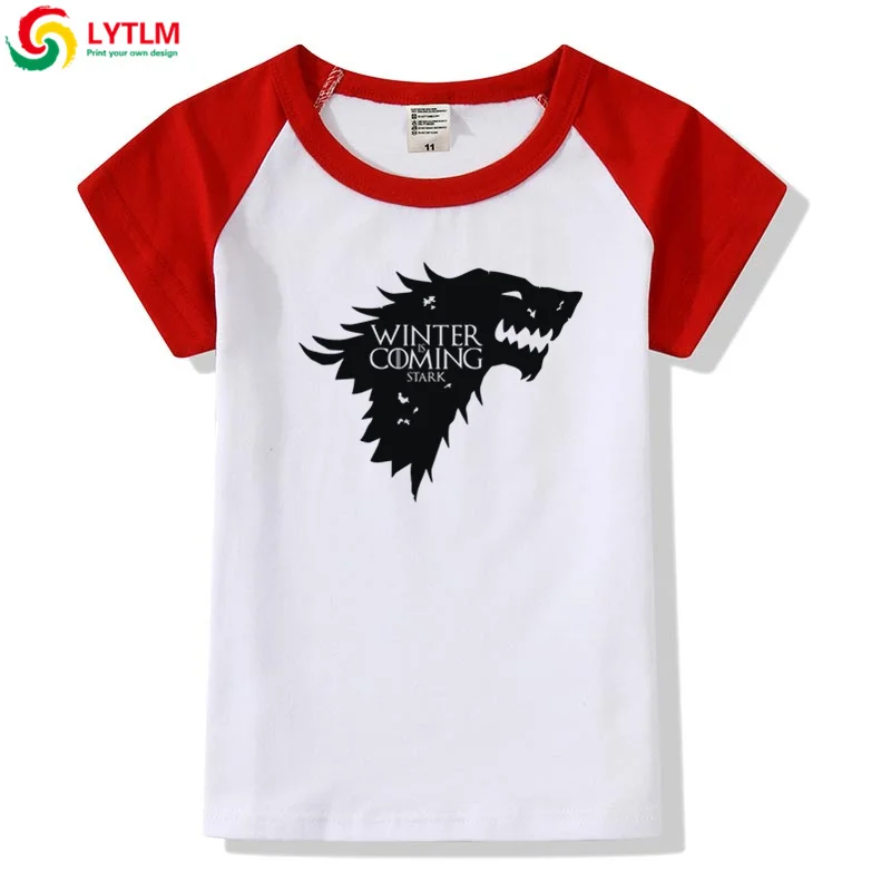 LYTLM House Stark/футболка для мальчиков и девочек, ХХХ, футболка с надписью «Rock», Enfant Garcon, Игра престолов, футболки для мальчиков, 3D футболка с изображением волка, Roupa De Menina - Цвет: DXCJ LYCRA Red