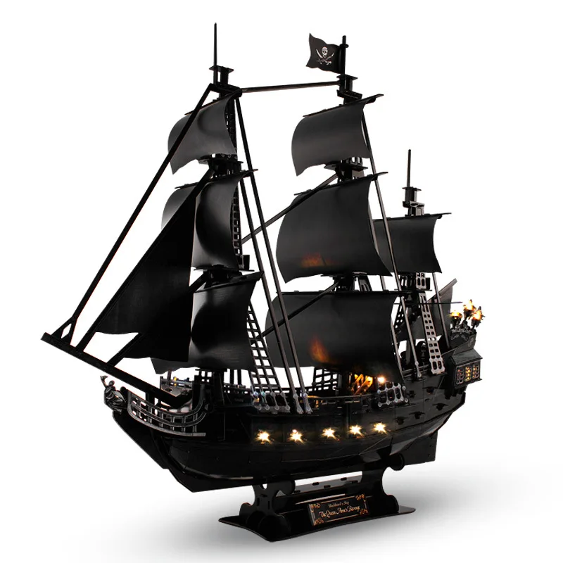 

Yongxing Cubicfun Light Black Pearl Revenge Boat Children Three-dimensional Puzzle Toy High Difficulty Assembled Paper Model