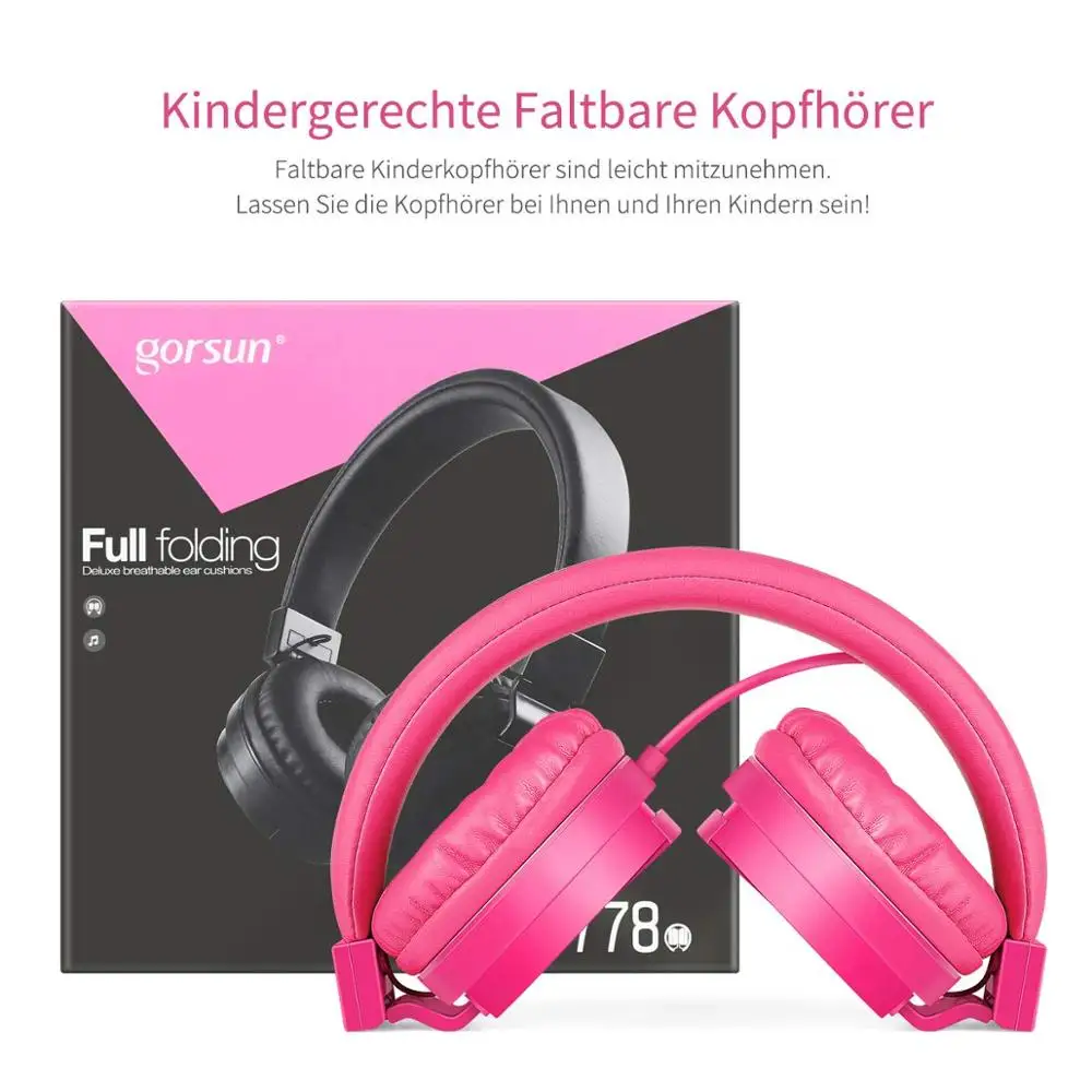 BASS Headphones Lightweight Stereo Foldable Wired Headphones for Kids Adjustable Headband Headset for Phones Computer PC Music