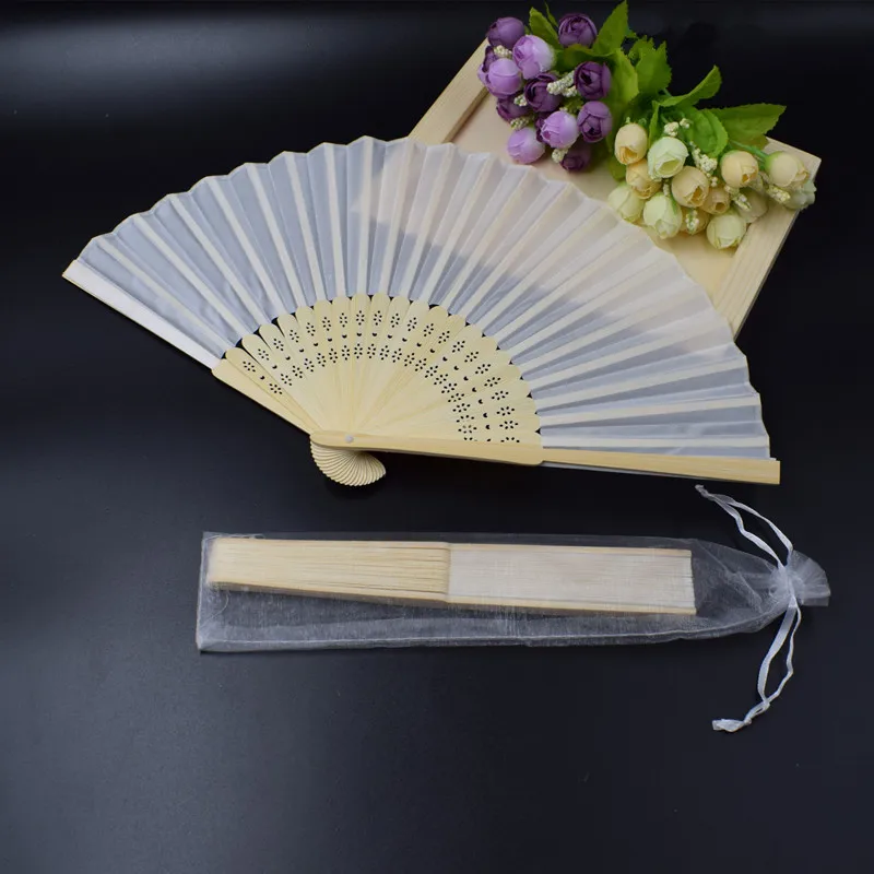 Hand Fan Personalized Names & Date for Wedding Gift 100pcs in Organza Gift Bag by Express Shipping