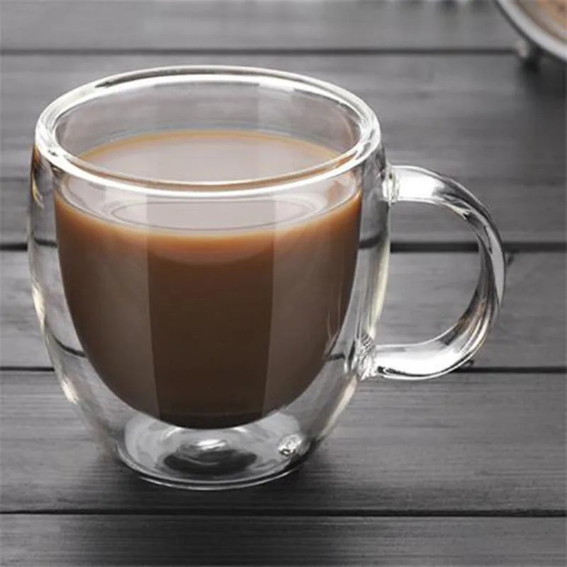 D 250ml Сердце в форме любви с двойными стенками Стеклянная Кружка устойчивая кунг-фу чайная кружка молочная чашка для лимонного сока посуда для напитков любовник кофейные чашки Кружка подарок - Цвет: D 250ml