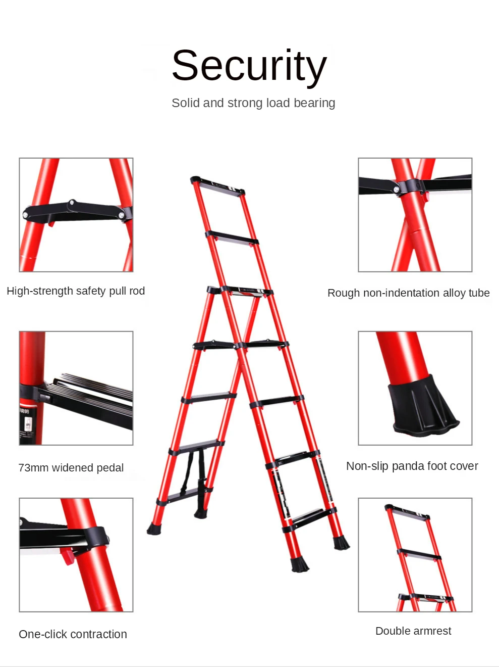 4+6 Step multifunctional aluminum alloy telescopic ladder household trestle ladder portable engineering ladder foldable ladder