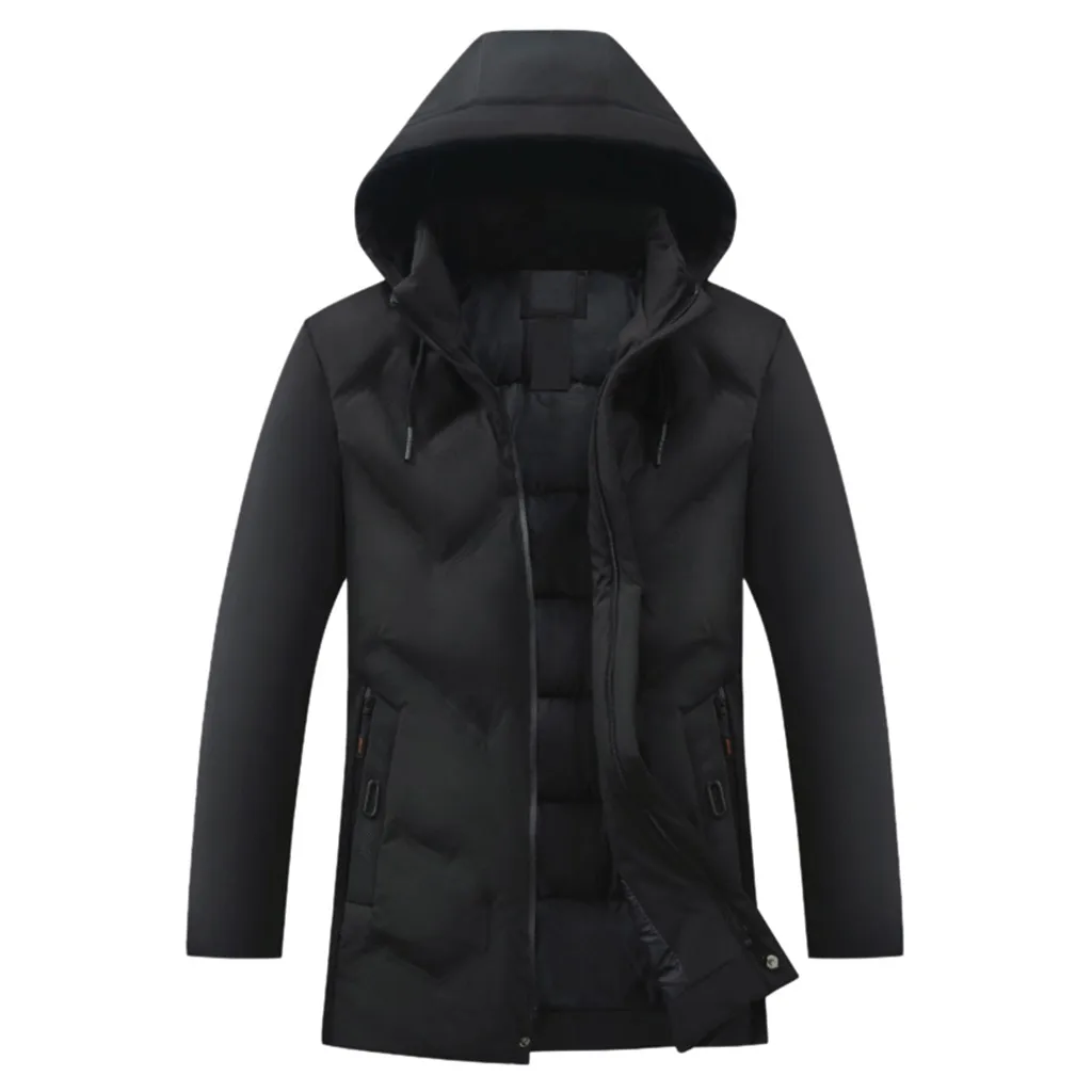 KLV parkas Winter Jacket Men Hooded Thick Warm Down Parka Coat Casual Slim Down Mens Overcoat Many Pockets High Quality hot 9107