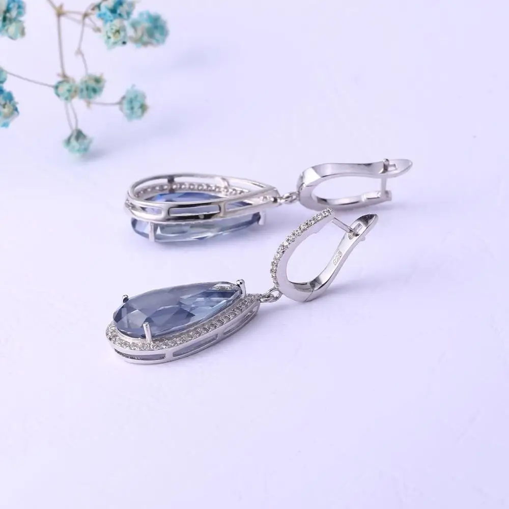 GEM'S BALLET 15.78Ct натуральный иолит синий мистик кварц капли воды серьги 925 пробы серебряные серьги Хорошее ювелирное изделие для женщин