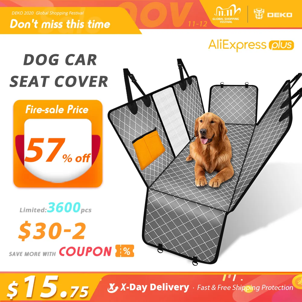 

DEKO Dog Car Seat Cover View Mesh Pet Carrier Hammock Safety Protector Car Rear Back Seat Mat With Zipper And Pocket For Travel