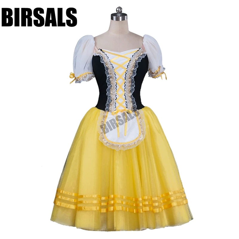 

Women Black Yellow Giselle's Variation World Ballet Competiton Ballerina Professional Ballet Tutu Dress BT8904F