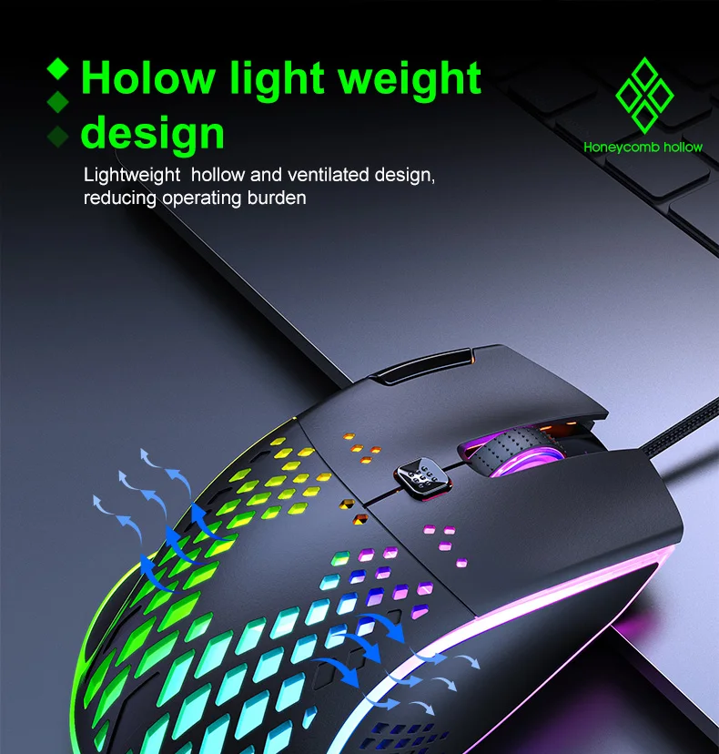 iMice Wired Gaming Mouse Ergonomic LED USB Computer Mouse Optical Sensor 7200 DPI RGB Mice 7 Buttons Mause Gamer for PC Laptop