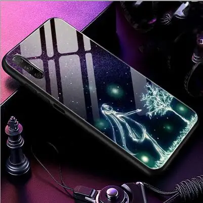 Серый Чехол из закаленного стекла для Huawei Honor 9 X 9x, Мягкая силиконовая задняя крышка для Huawei Honor 9X9 x, звездный узор, чехлы для телефонов - Цвет: Серый