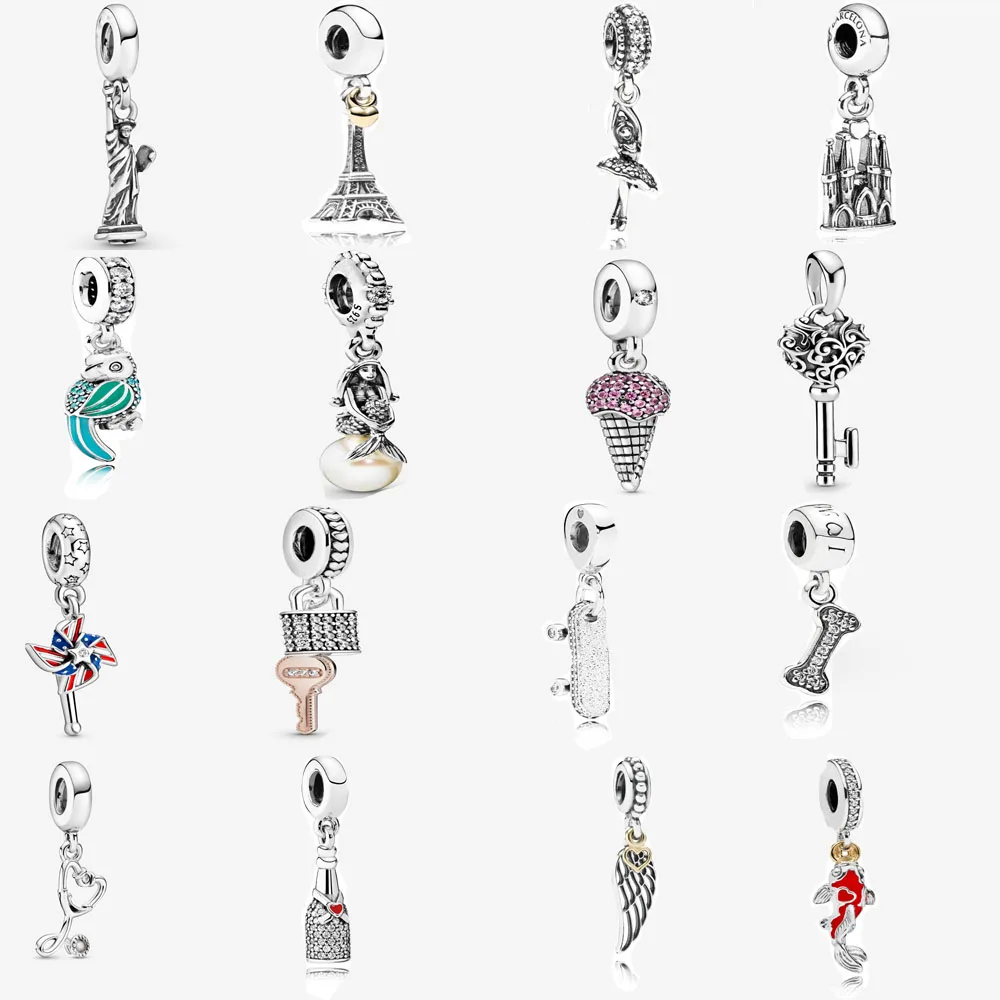 Commercio All'Ingrosso 925 Sterling Silver Iron Tower Ciondola Charm Fit Fai Da Te Pandora Charm Bracciale Ballerina Ciondola Charm Fine Jewelry