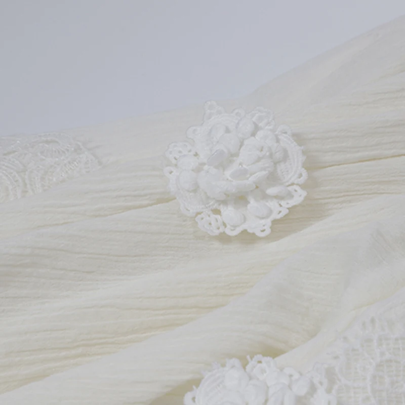 AELESEEN New Europe Retro Design Party Dresses Women Luxury 3D Flower Appliques Beading Elegant Puff Sleeve Lace Long Dress