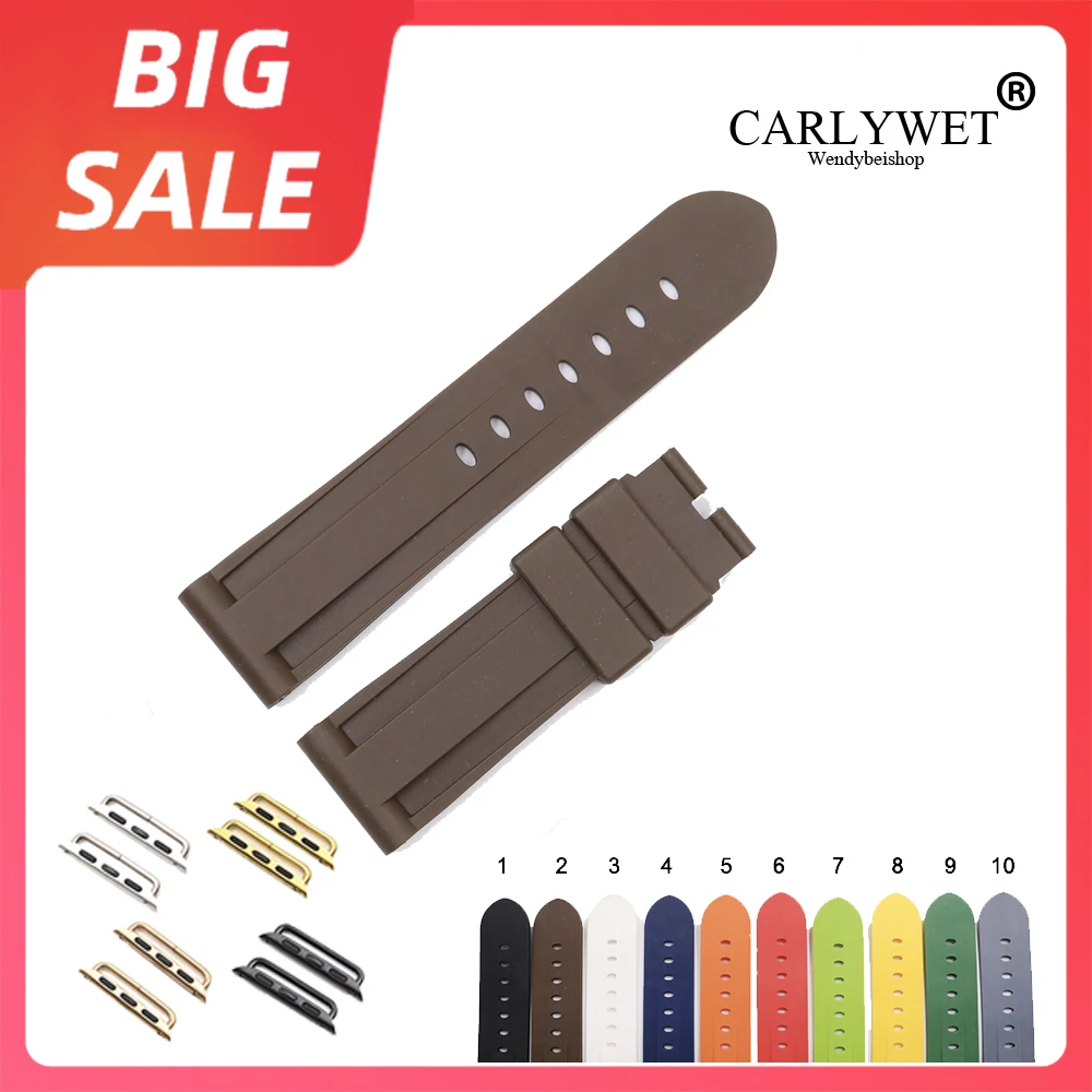 

CARLYWET 38 40 42 44mm Top Quality Luxury Pure Silicone Rubber Replacement Wrist Watchband Strap Loops For Iwatch Series 4/3/2/1
