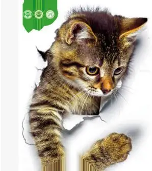 

1PC 3D Hole Pop Out Cat Vivid Smashed Toilet Decal Funny Wall Sticker Bathroom Kicthen Decorative Decals Animals Poster PVC
