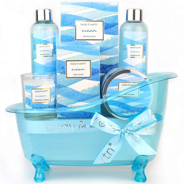 7pcs Bath & Body Set of Ocean Scent, Bathtub Spa Gift Basket for Women,  with Bath Salt, Scented Candle - AliExpress