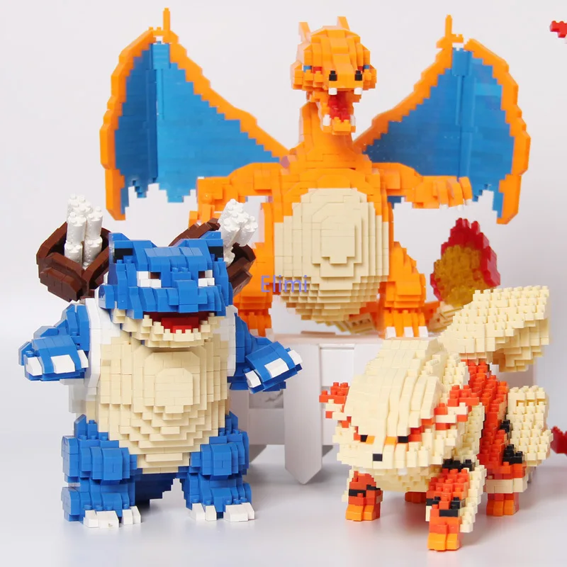 Мультяшные арканские собаки мини блоки Charizard DIY Строительные кирпичи Blastoise Дети