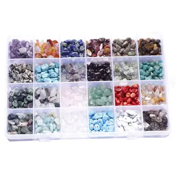 

24 Grids Gemstone Beads Irregular Assorted Box Set Loose Bead for Jewelry Making