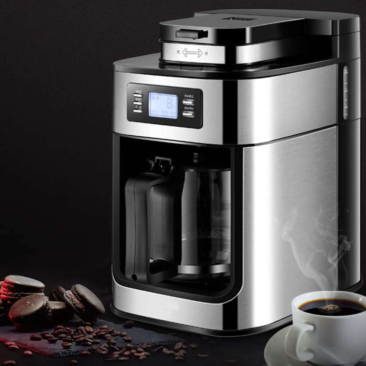  Electric Coffee Maker Machine Household Fully-Automatic Drip Coffee Maker 1200ml Tea Coffee Pot Hom - 4000106608686