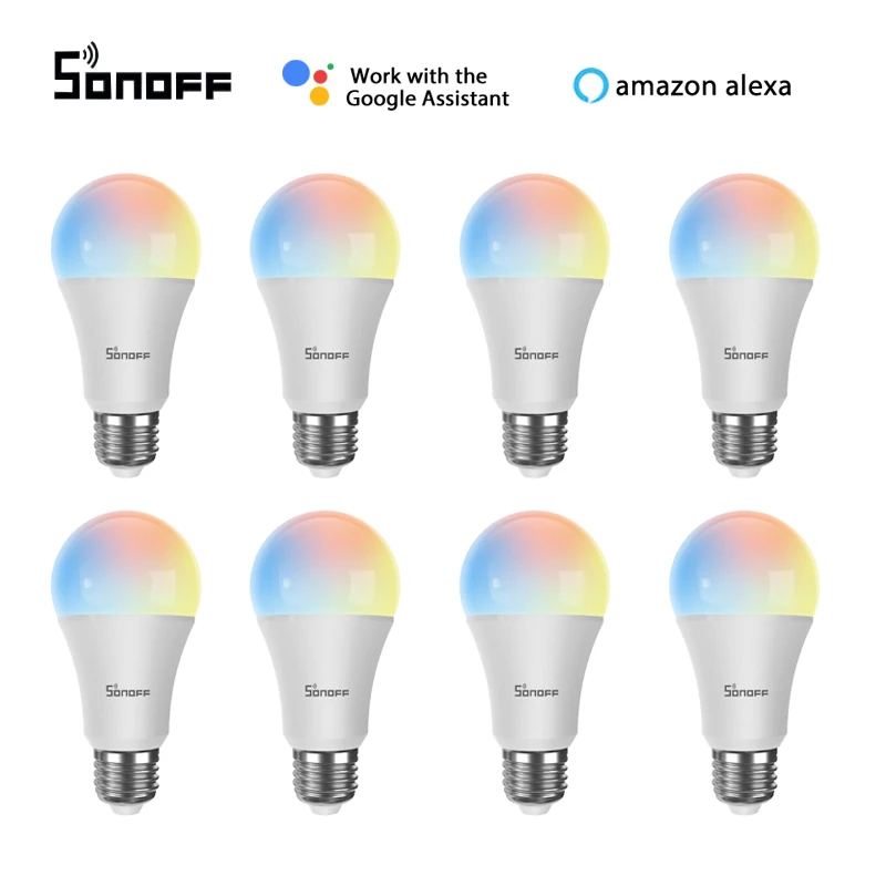 Умная Светодиодная лампа SONOFF E27 приглушаемая RGB 9 Вт с Wi-Fi для управления через